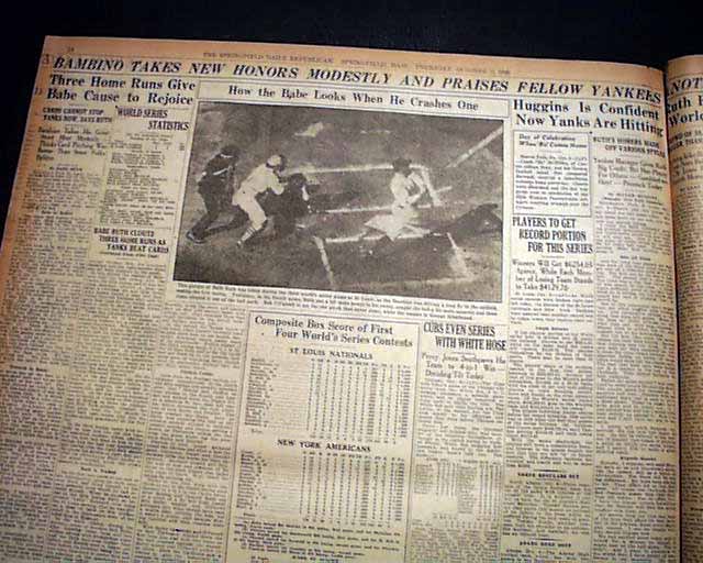 Babe Ruth Hits Homers In A World Series Game Rarenewspapers