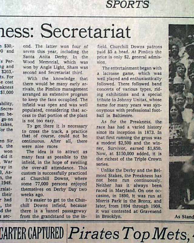 Secretariat Wins The Preakness Triple Crown Rarenewspapers