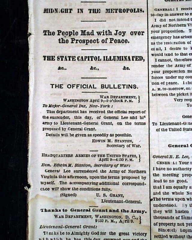 Robert E Lee Surrenders To Ulysses S Grant Essentially Ending The