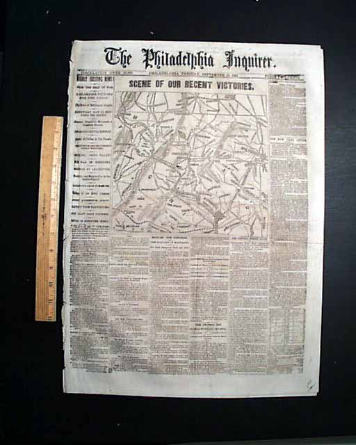 Large Civil War Battle Map On The Front Page Print Of General Reno