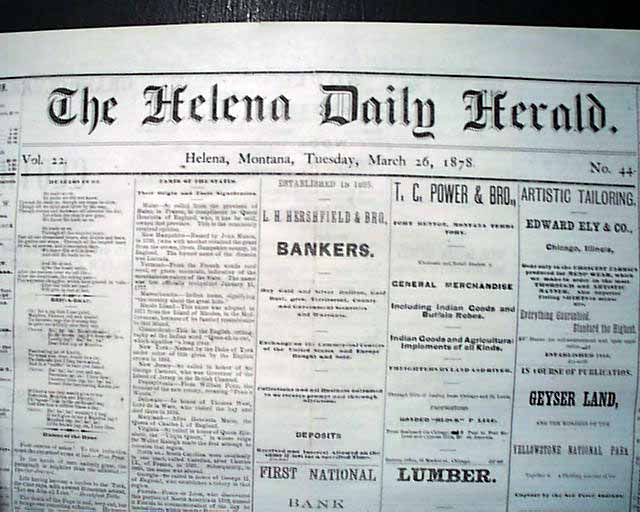 Old West Newspaper From Helena Mt Rarenewspapers