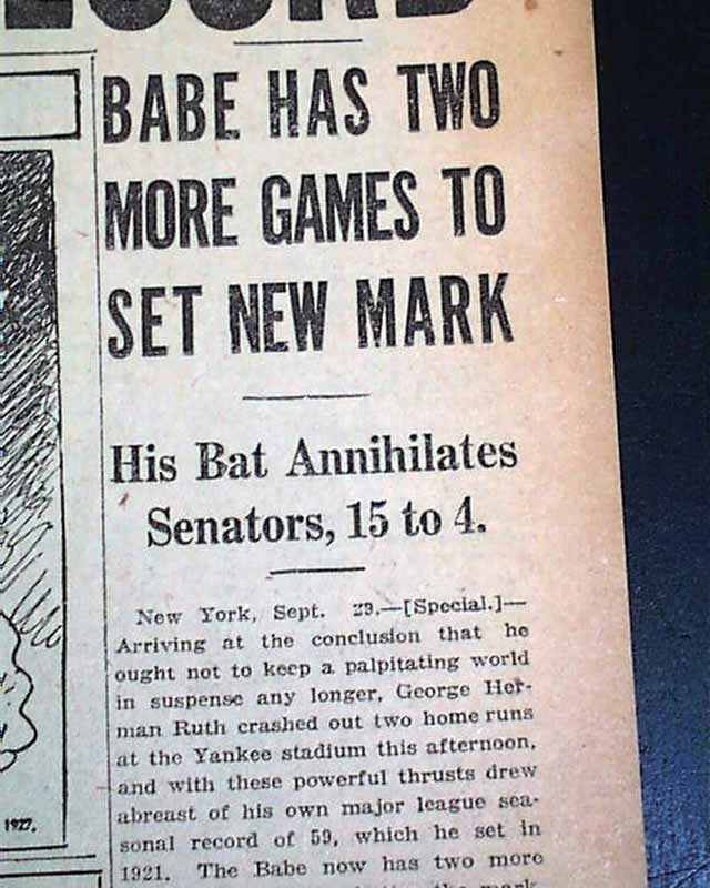 Babe Ruth S Record Tying Th Th Home Runs With Photo