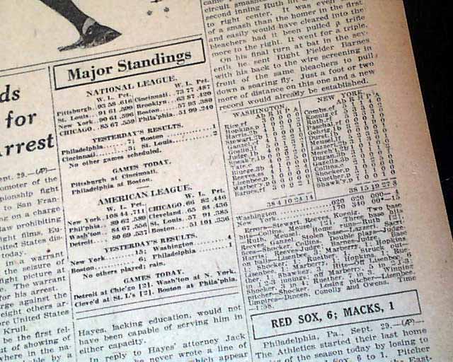 Babe Ruth S Record Tying Th Th Home Runs With Photo