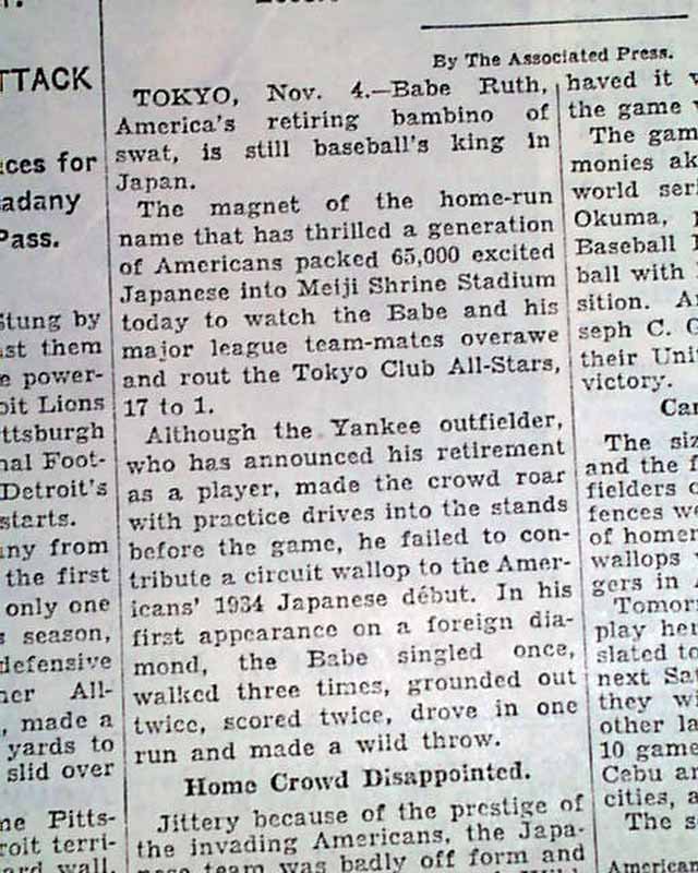 The All Stars Play In Japan Babe Ruth Singles RareNewspapers