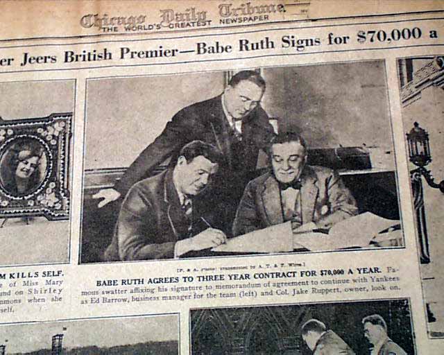 Babe Ruth Signs A New Contract With The Yankees Rarenewspapers