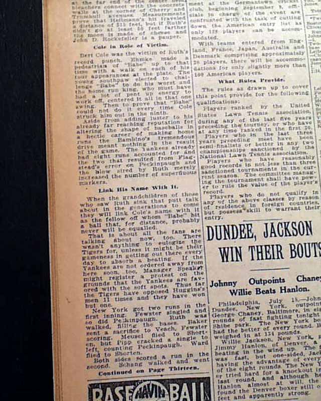 Babe Ruth Sets All Time Home Run Record In Rarenewspapers