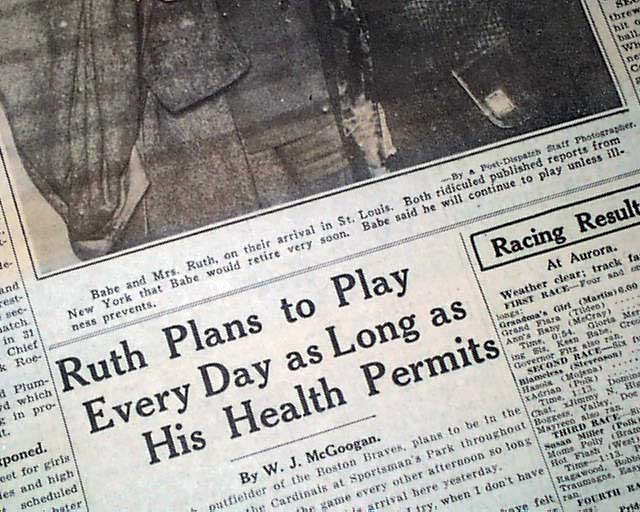 Babe Ruth Refuses To Retire W Photo RareNewspapers