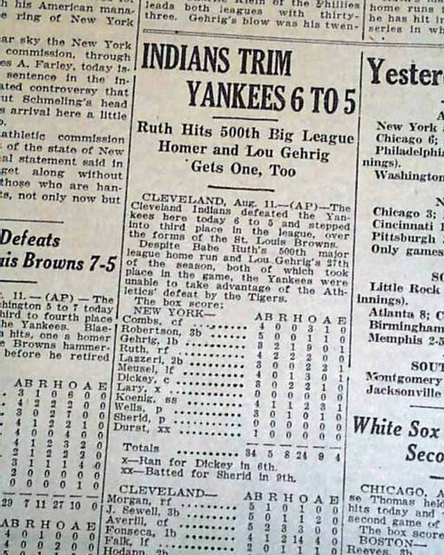 Babe Ruth Hits Th Hr Rarenewspapers