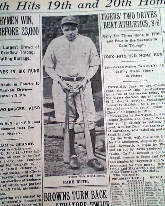 Babe Ruth Homers W Photo Rarenewspapers