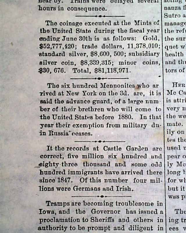 1878 Old West Newspaper From Silver Mountain CA RareNewspapers