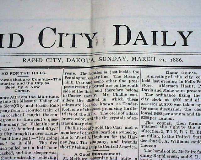 19th century Rapid City, Dakota Territory...