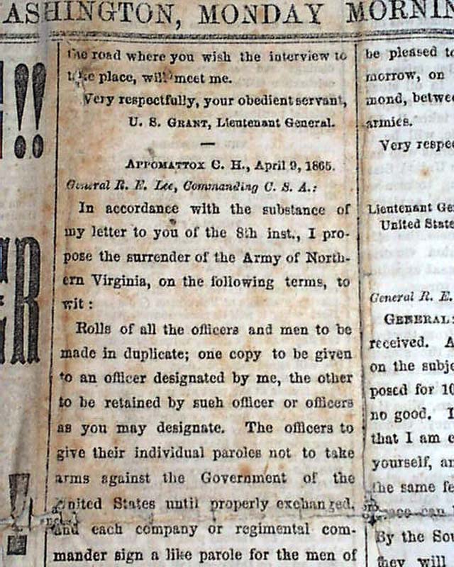 One Of The Very Best Reporting Lee s Surrender At Appomattox RareNewspapers