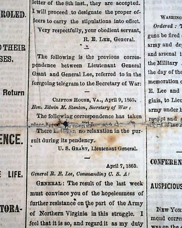One Of The Very Best Reporting Lee s Surrender At Appomattox RareNewspapers