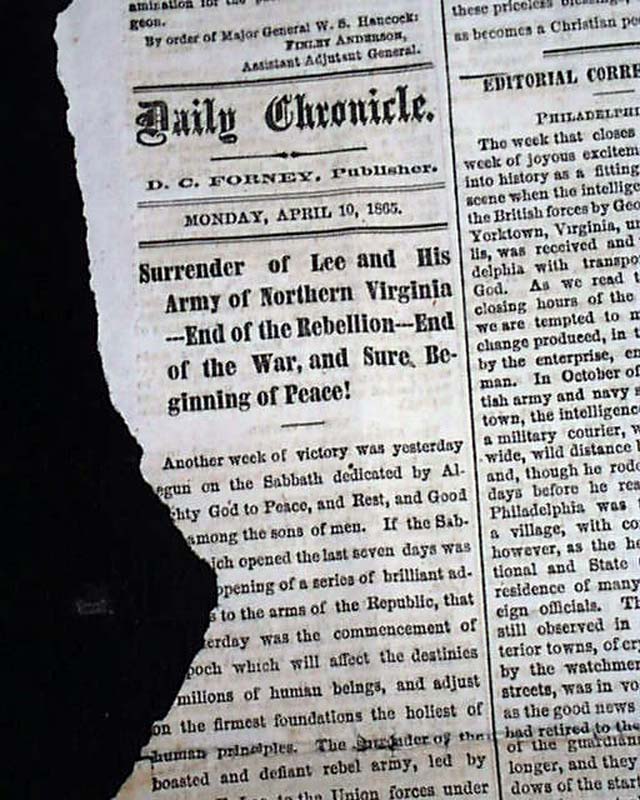 One Of The Very Best Reporting Lee s Surrender At Appomattox RareNewspapers