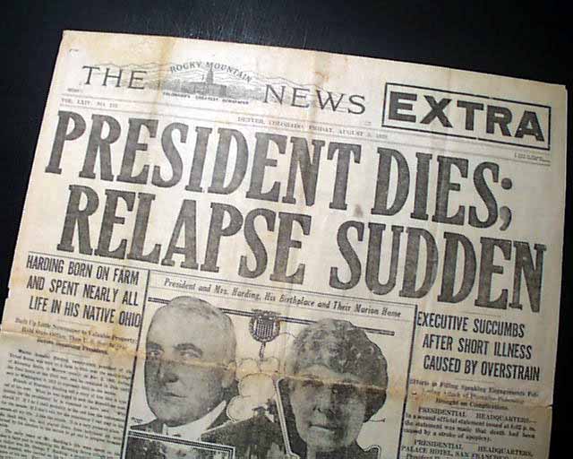 Dramatic headline on the death of the President...