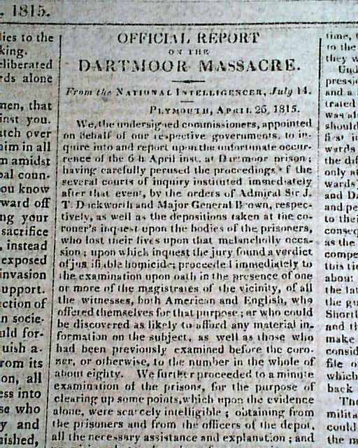 Dartmoor Prison Massacre in 1815....