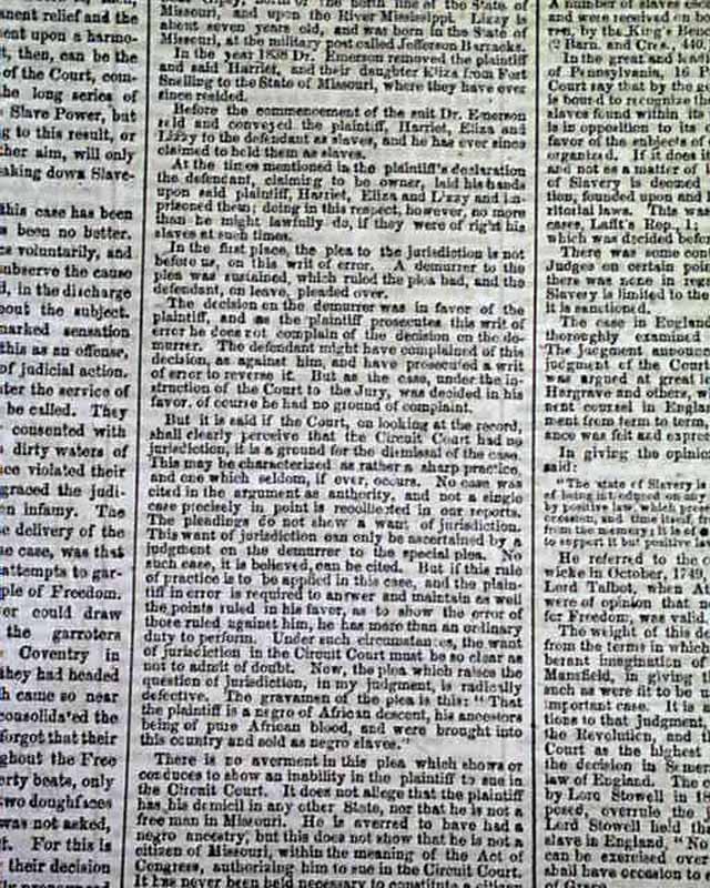 The Dred Scott case: a dissenting decision... - RareNewspapers.com