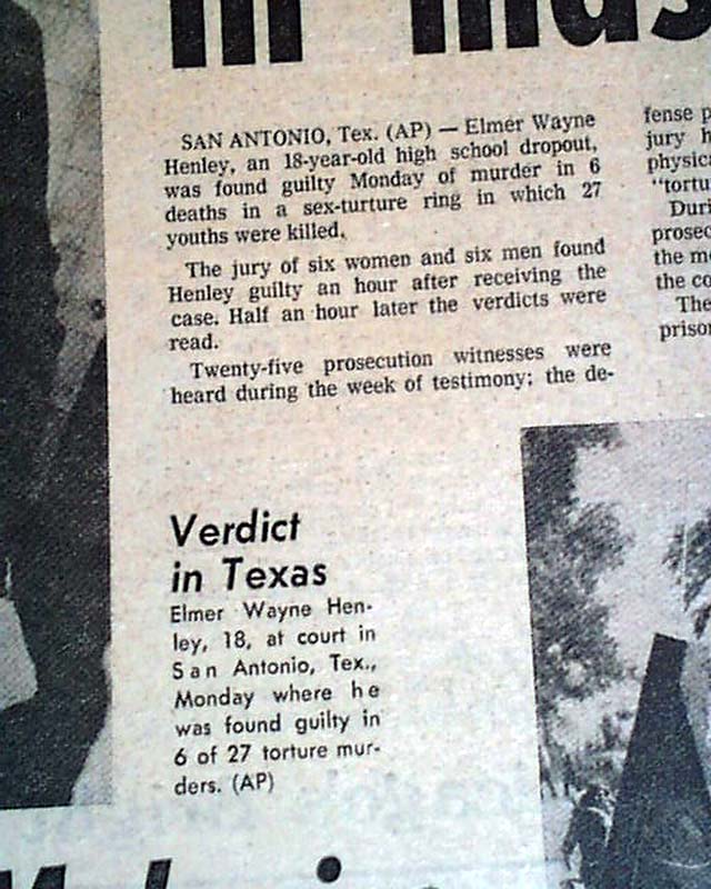 Serial Killer Elmer Wayne Henley in 1973...