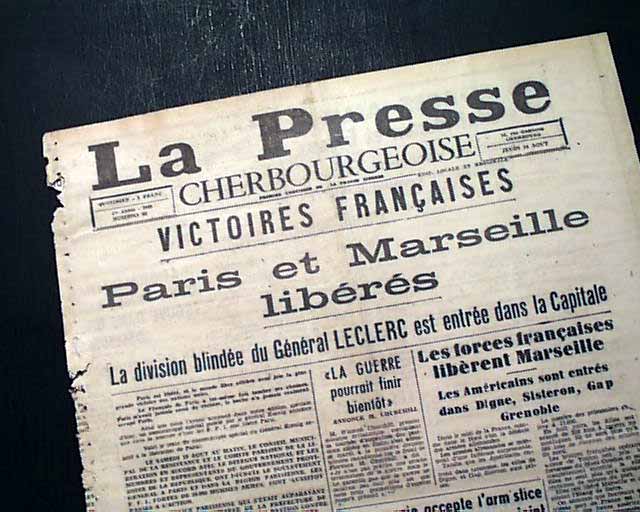 Antagonisme bryst Adskille Liberation of Paris, in a French newspaper... - RareNewspapers.com