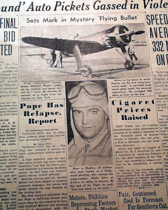 1937 Howard Hughes sets flight record... - RareNewspapers.com