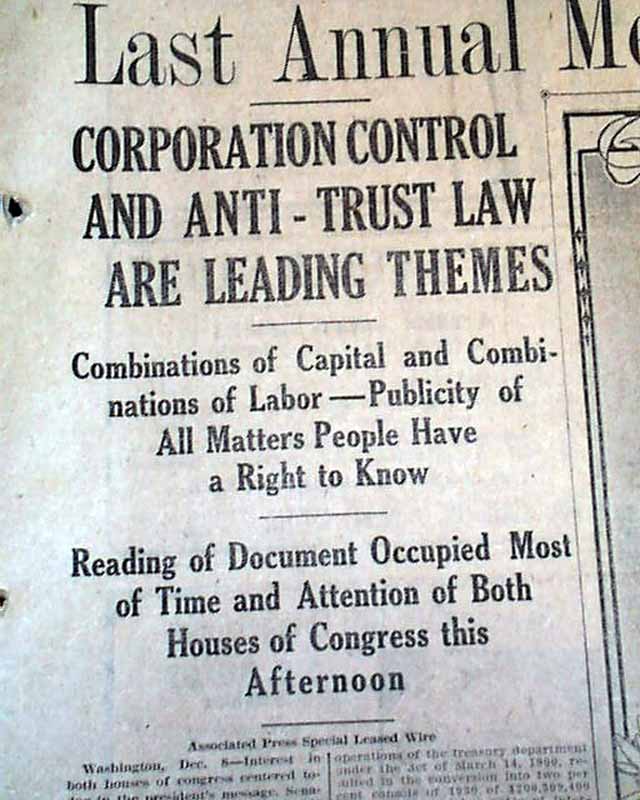 1908 State of the Union Address... Teddy Roosevelt... - RareNewspapers.com