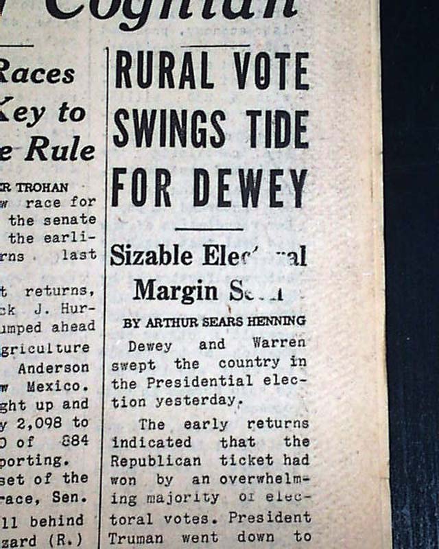 Followup to "Dewey Defeats Truman"...