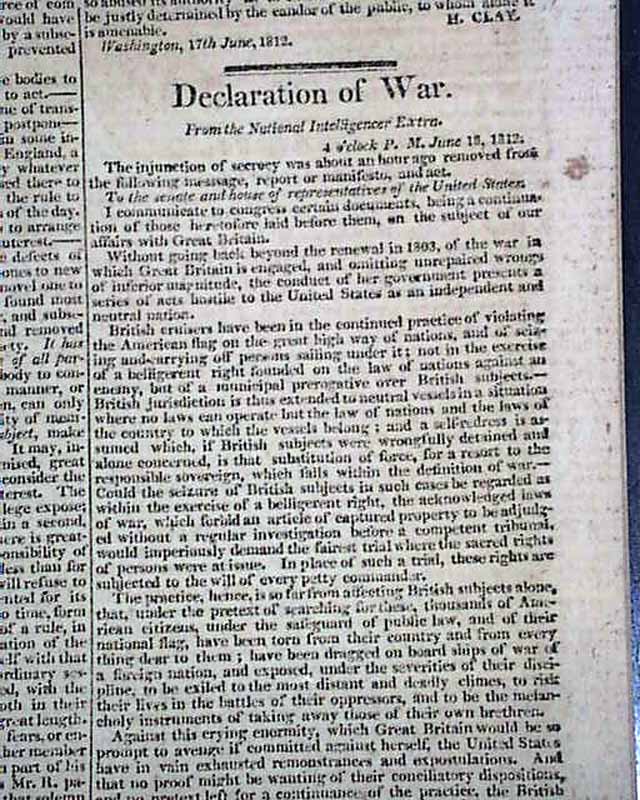 Declaration Of War 1812