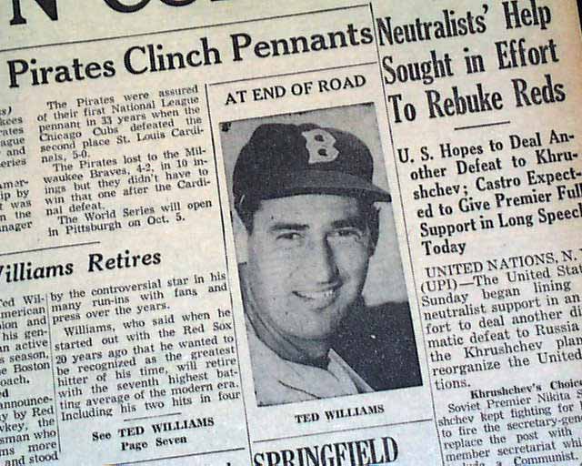 Ted Williams announces retirement 