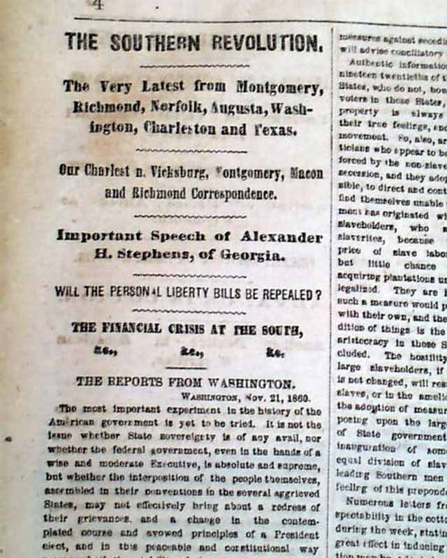 1860 Pre Civil War Tensions. - Rarenewspapers.com