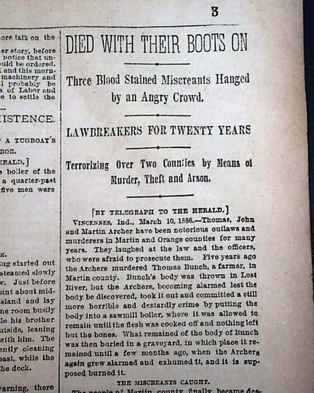 Archer Gang lynched... Indiana outlaws...
