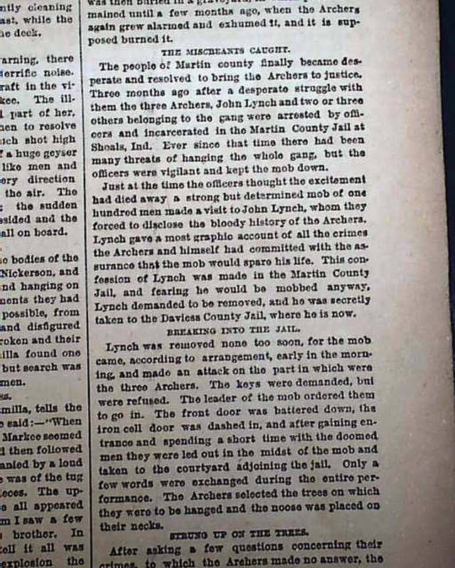 Archer Gang lynched... Indiana outlaws...