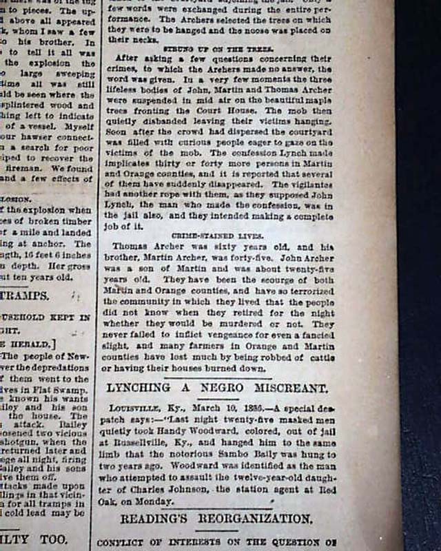 Archer Gang lynched... Indiana outlaws...