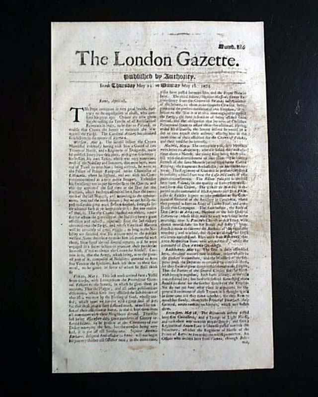 World's Oldest Newspaper 1674 Gazette Over 335 Years Old...