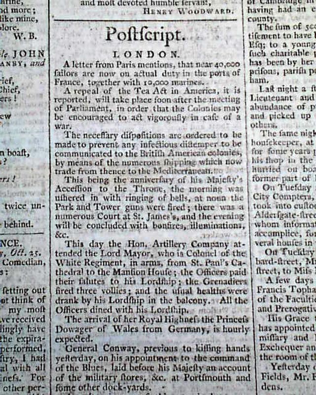 The detested Tea Act to be repealed in 1770? Never happened