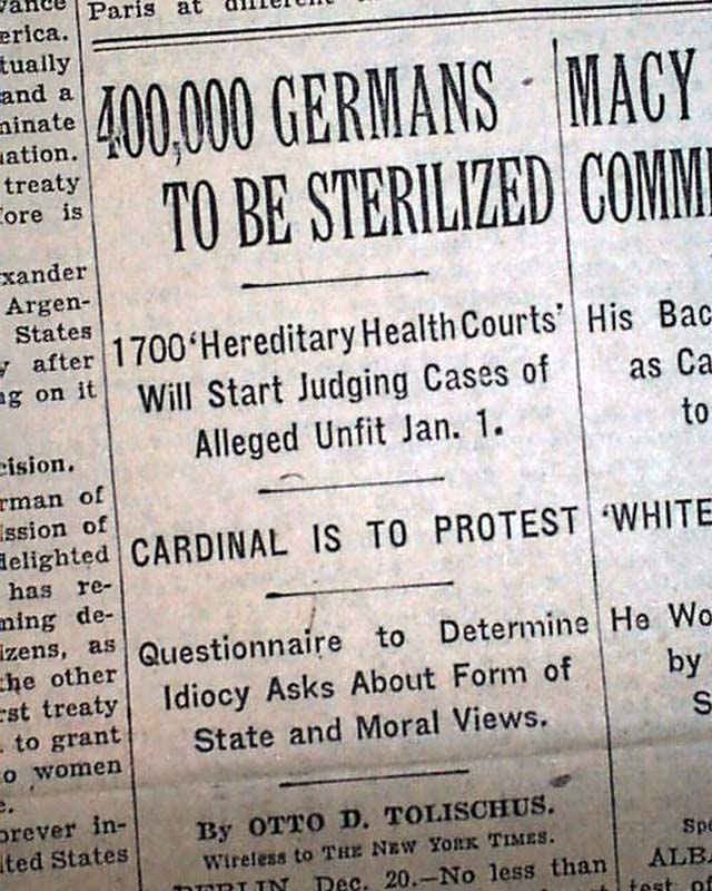 Nazi sterilization program to begin...