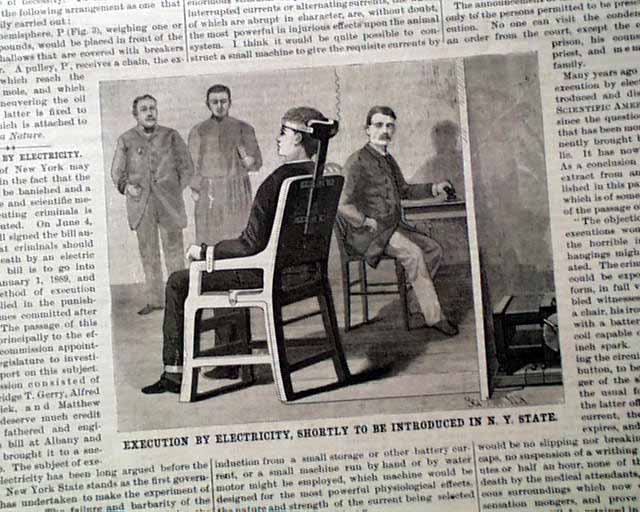 Early Electric Chair Capital Punishment Introduction Print 1888