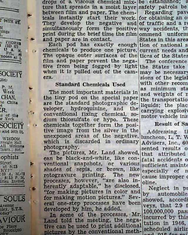 Instant camera invented in 1947