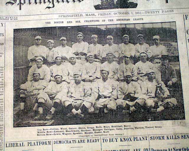 Babe Ruth front page photo from 1915 
