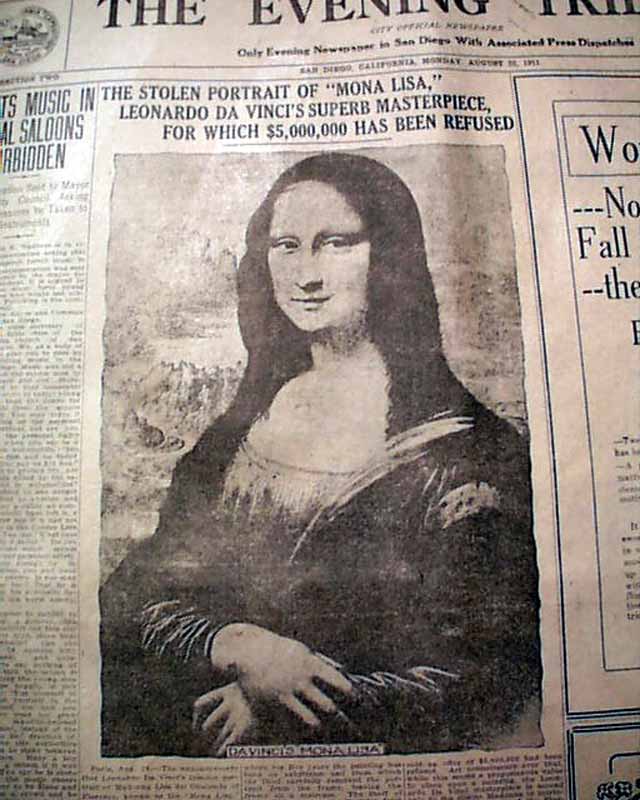 1911 theft of the Mona Lisa painting...