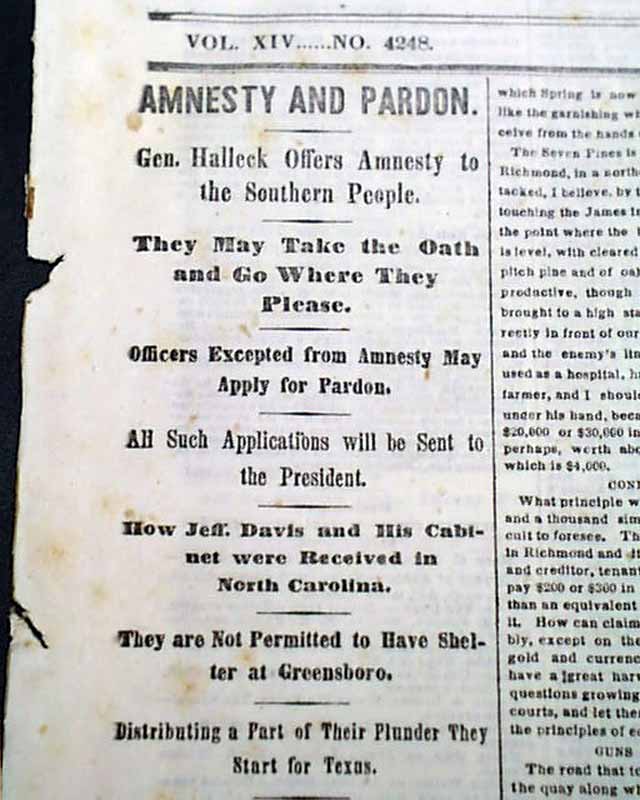 Amnesty & pardon for Confederates...