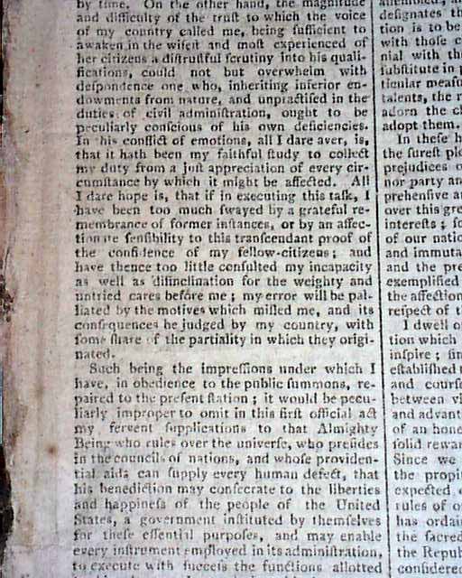 Washington's first inaugural address...