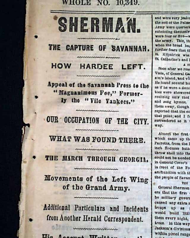 1864 Civil War Capture of Savannah GA....