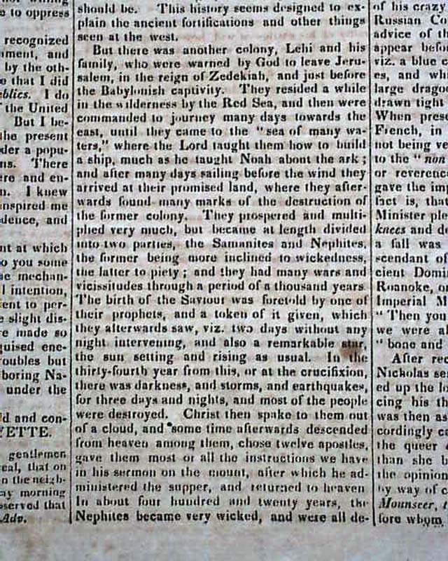 An 1830 newspaper report on 