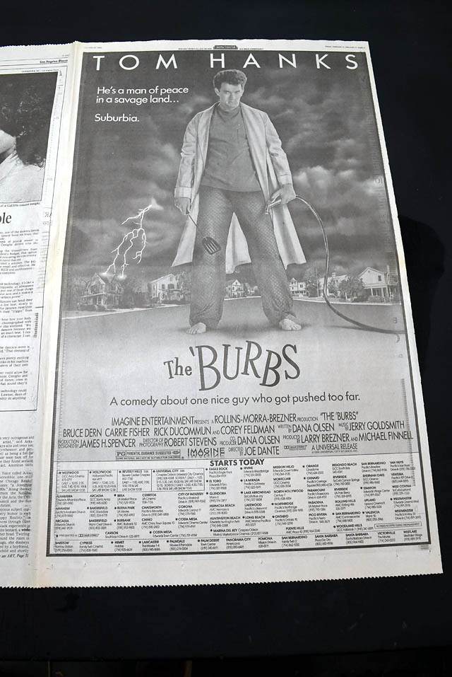 1989 "The 'Burbs" opening day premiere L.A. advertisement...