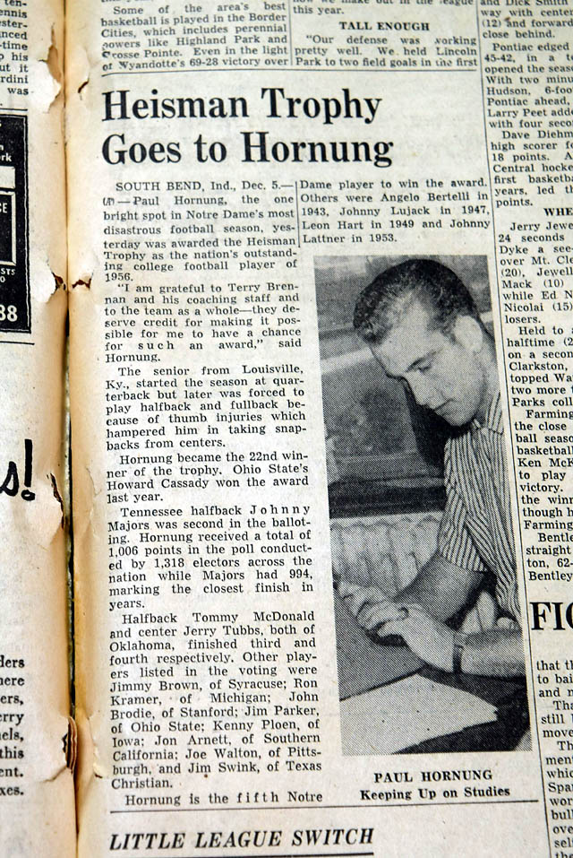 Paul Hornung wins Heisman Trophy...