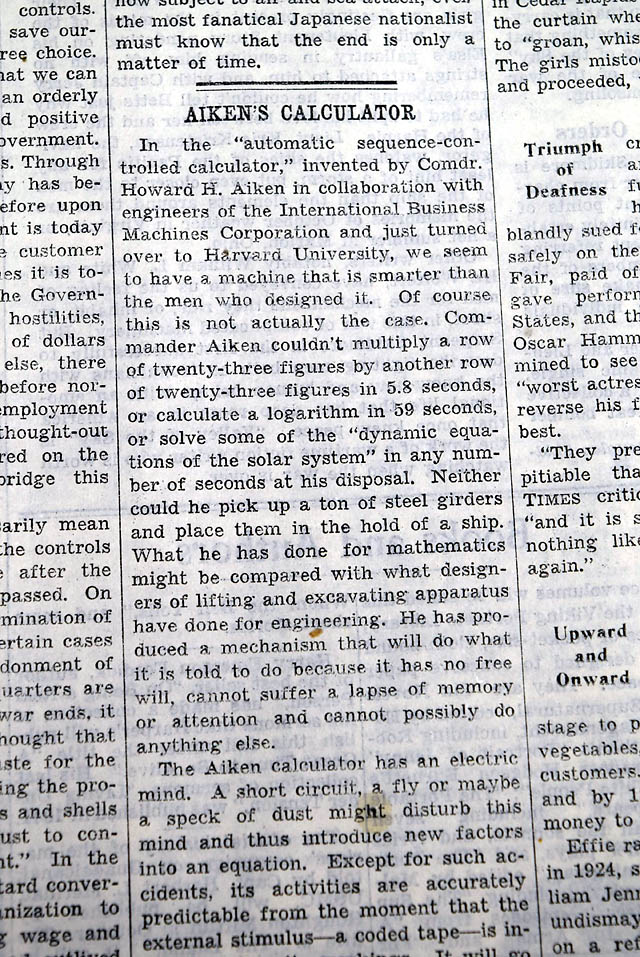 Harvard Mark I computer introduced....