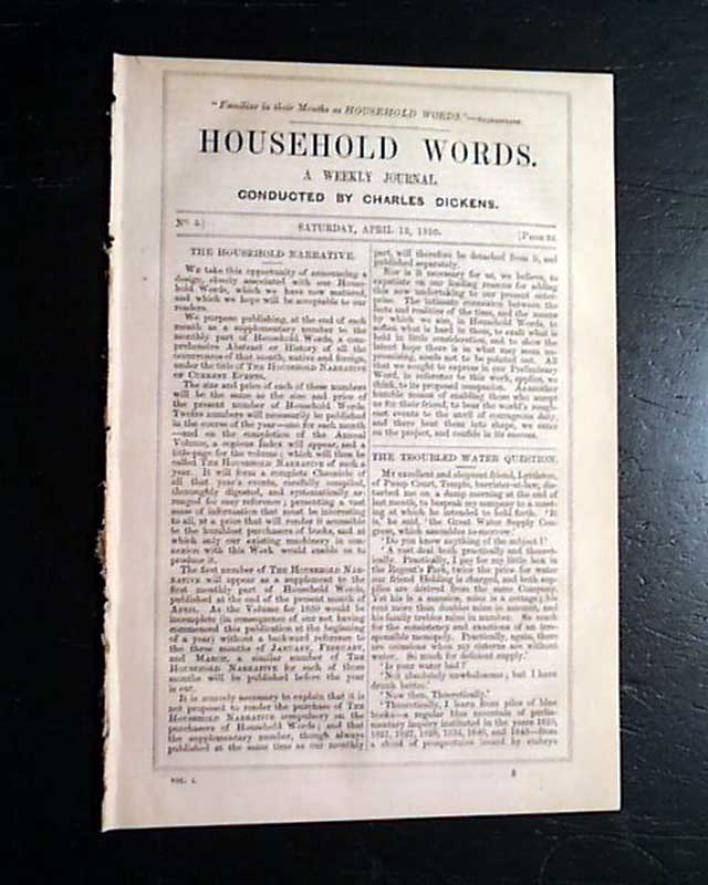 Rare 1850 magazine by author Charles Dickens literature