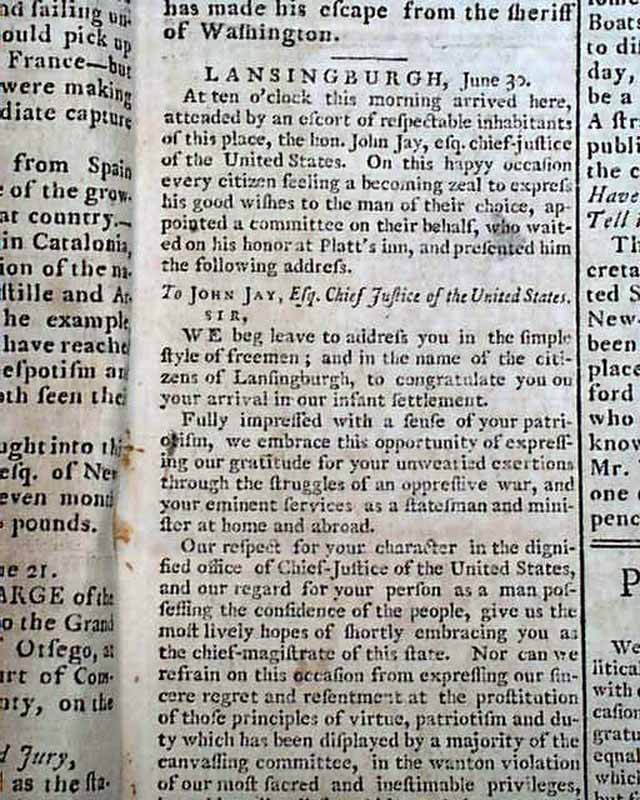 Letter signed by John Jay...