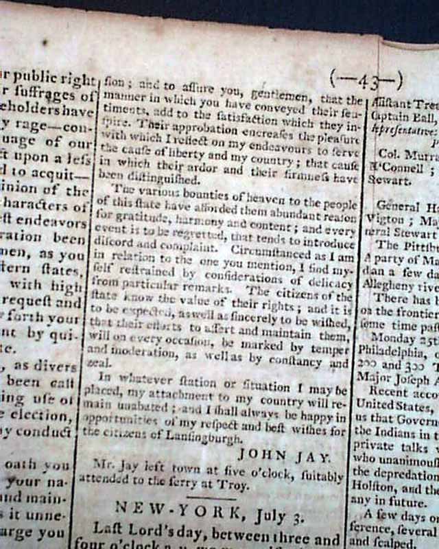 Letter signed by John Jay...