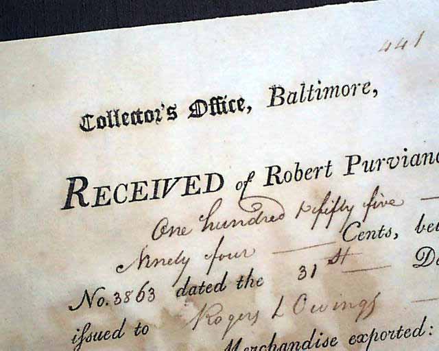1798... receipt for drawback of duties...
